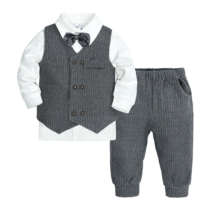 Infants Black/Grey and White Pinstripe Suit