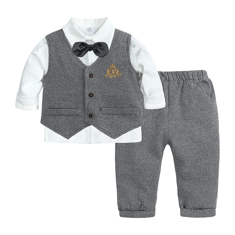 Infants Black/Grey and White Pinstripe Suit