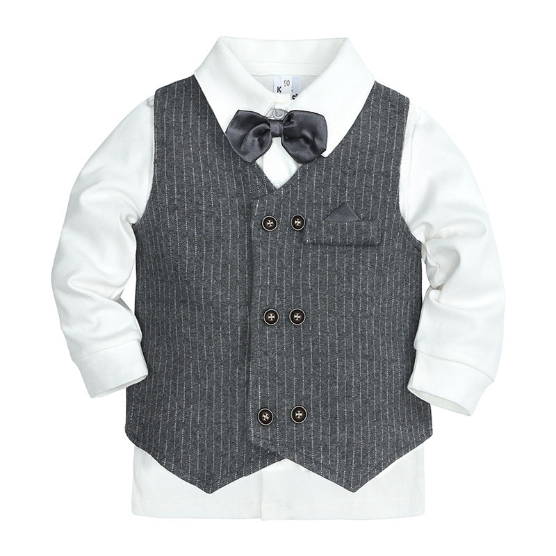 Infants Black/Grey and White Pinstripe Suit