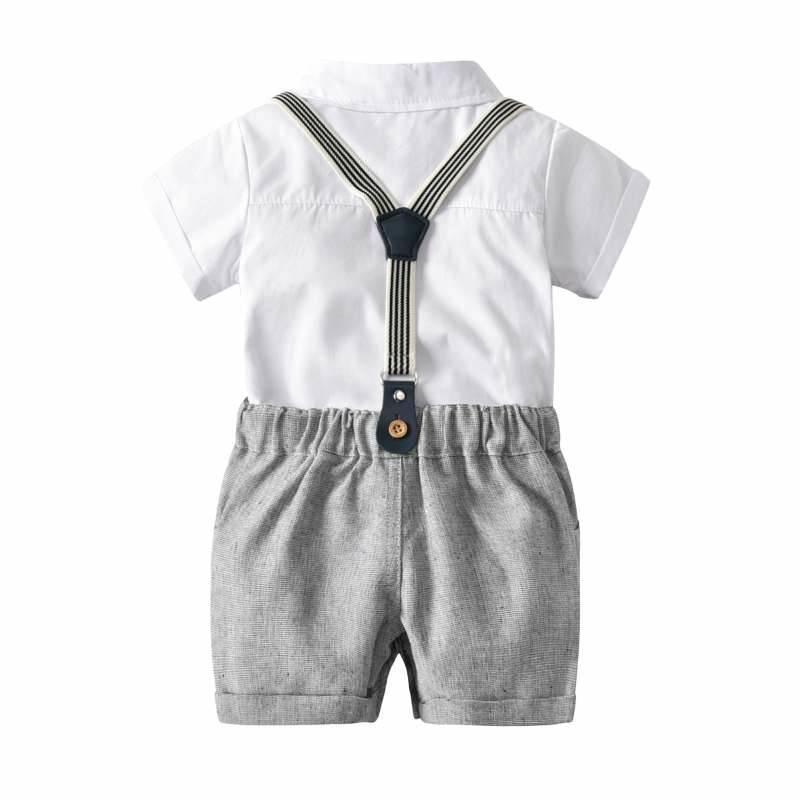 Baby Suspender Cotton Pants Suit Short Sleeve