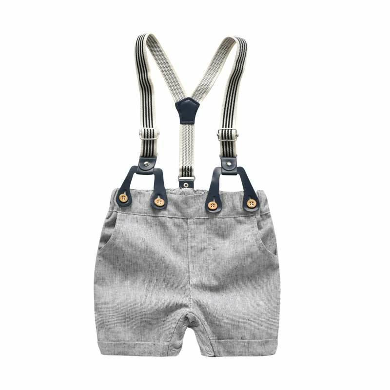 Baby Suspender Cotton Pants Suit Short Sleeve