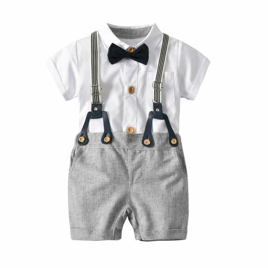 Baby Suspender Cotton Pants Suit Short Sleeve