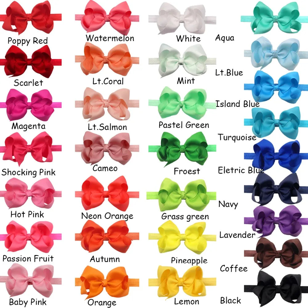 Baby Girls Hair-Bow-Headbands (30 Pcs Colors Grosgrain Ribbon)