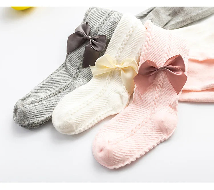 Baby/Toddler Girls' Cotton-Blend Bowknot Mesh Tights