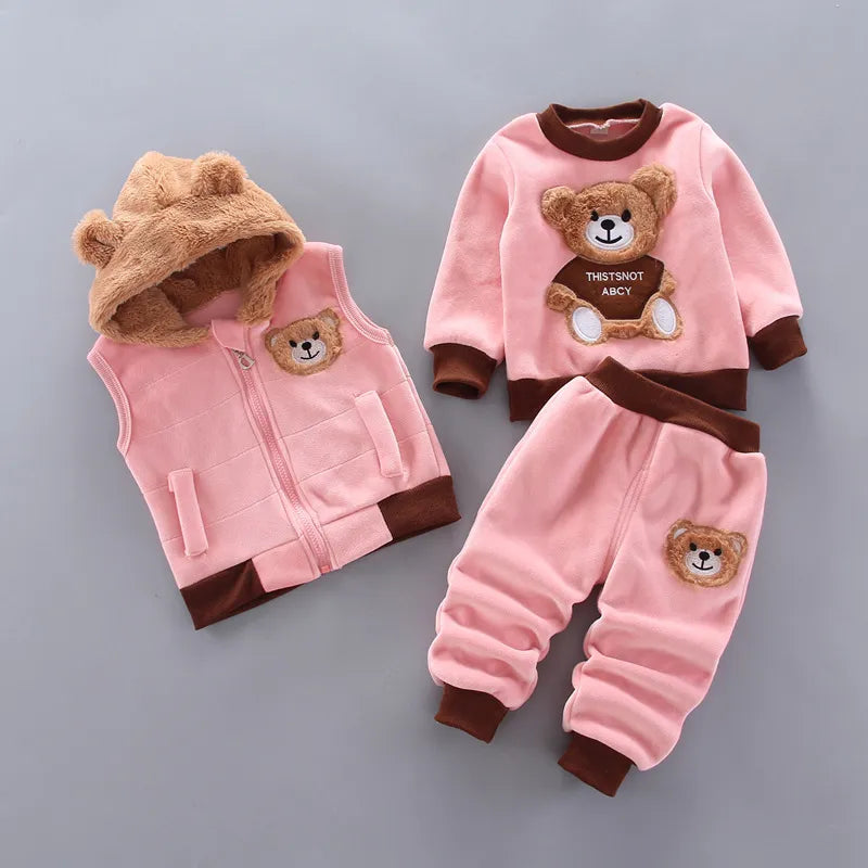 Fleece Hooded Outerwear Sets (2pcs or 3pcs)