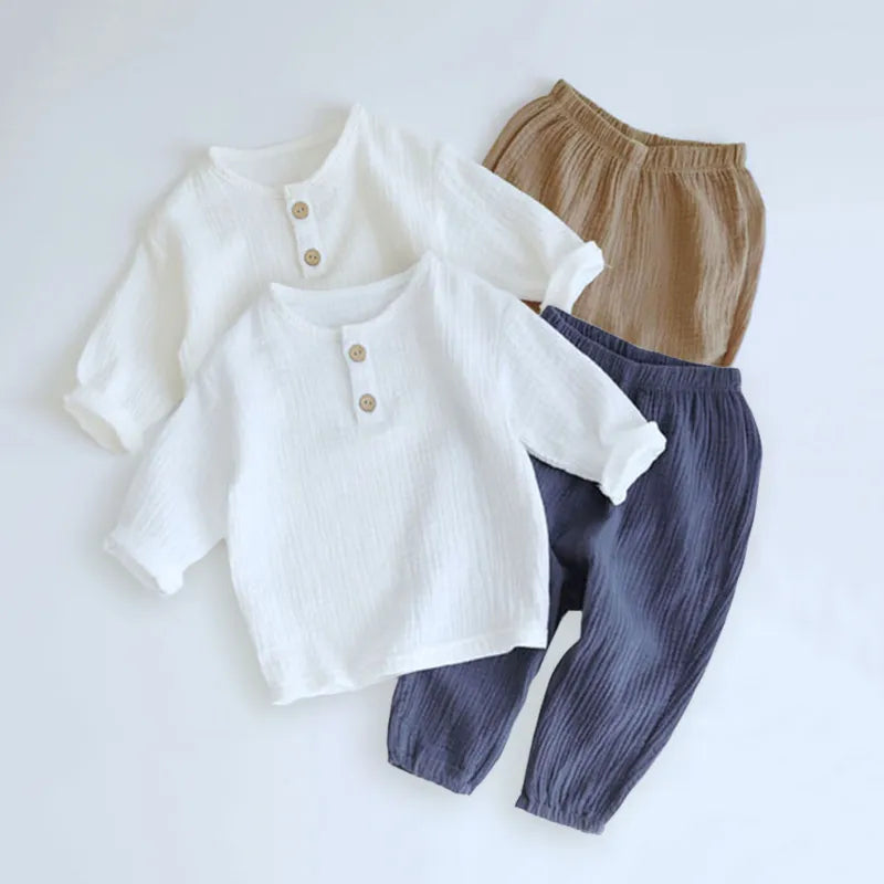 Muslin Organic Cotton Breathable Long Sleeve & Pants Set