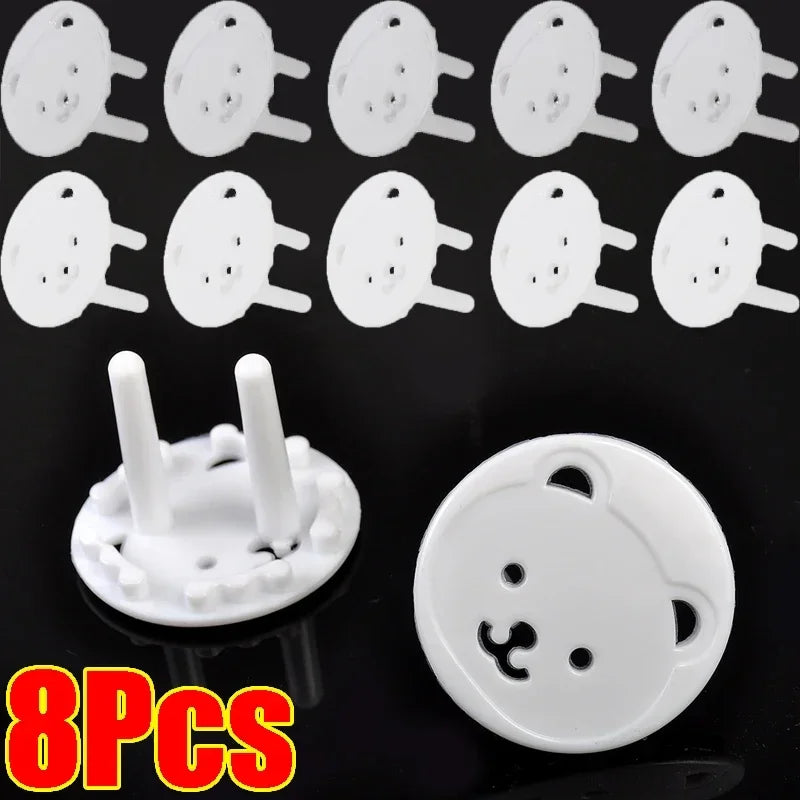 8pcs Safety Electric Socket Outlet Plug Protection for Child Cute Bear Power Socket Cover