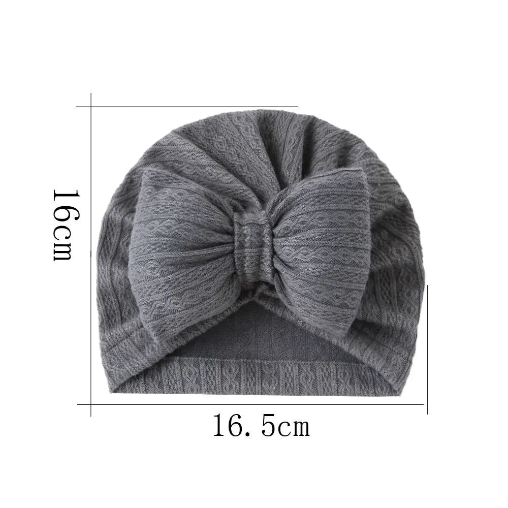 Cute+Soft Solid Color Bowknot Knitted Baby Hat