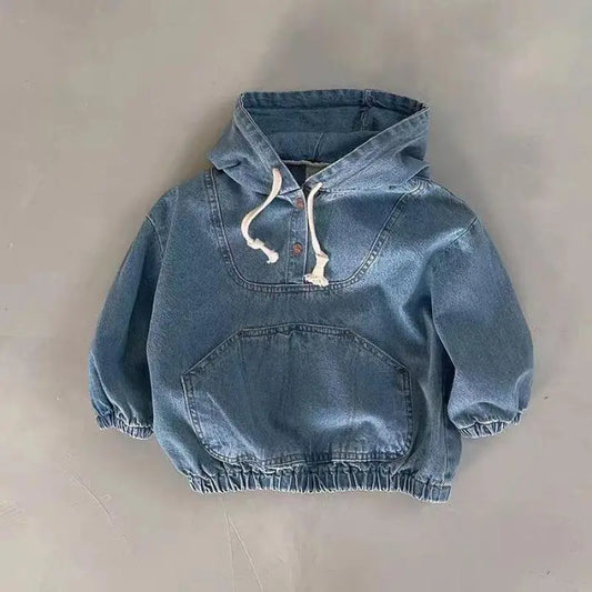 Long Sleeve Hooded Denim Jacket for Babies