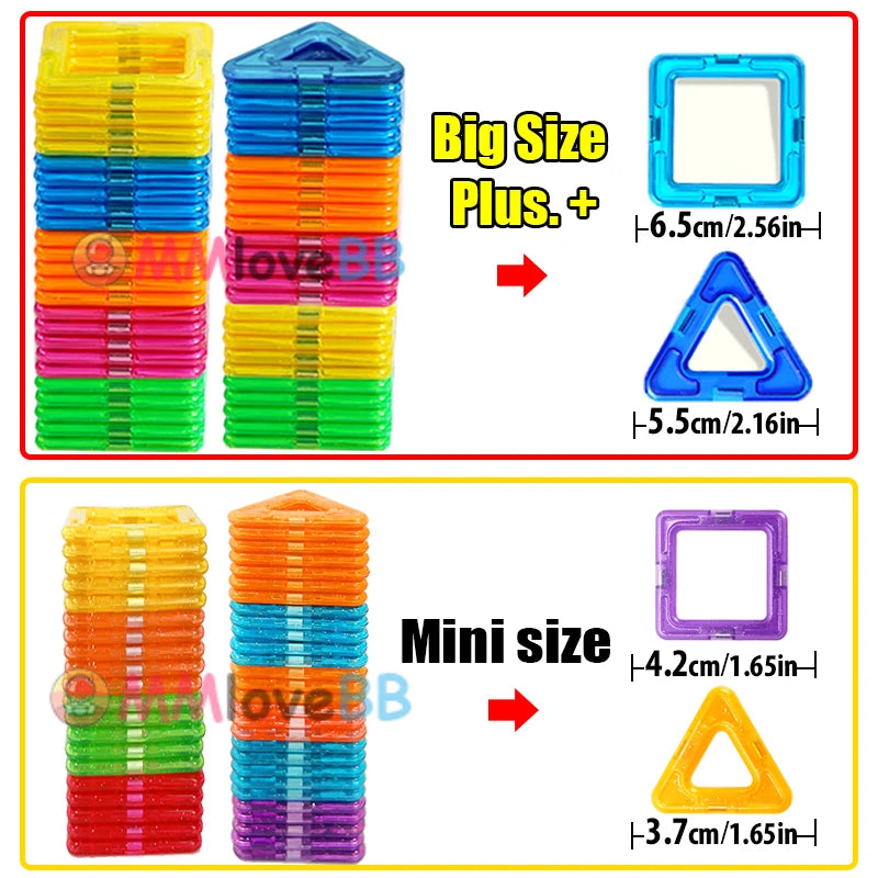 Magnetic Building Blocks Big Size and Mini Size DIY Magnets Toys for Kids