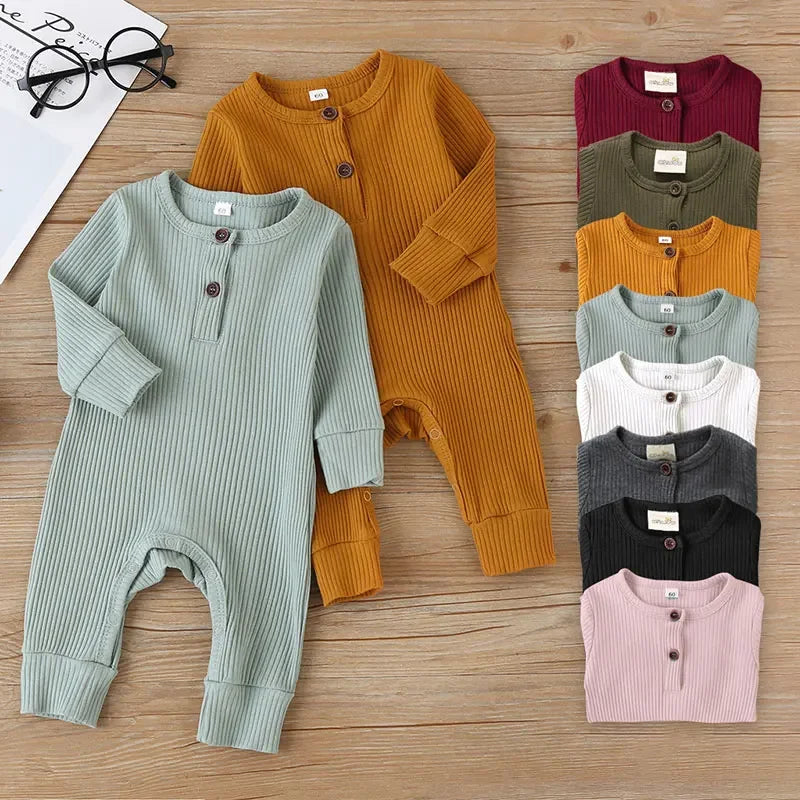 100% Cotton Long Sleeve Ribbed Onesie