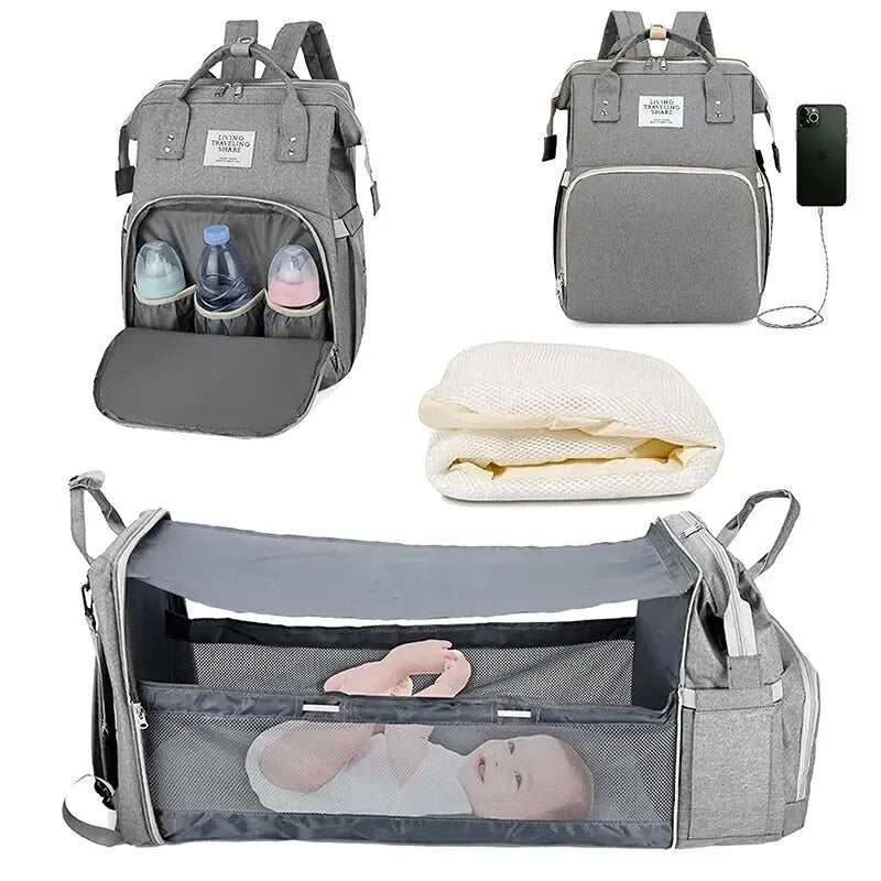 Convertible Diaper Bag Folding Baby Bed