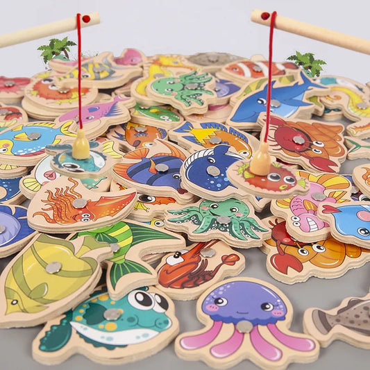 Montessori Wooden Magnetic Fishing Toys