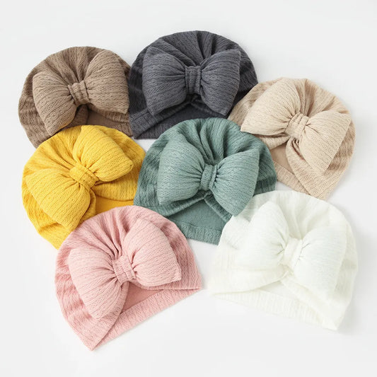 Cute+Soft Solid Color Bowknot Knitted Baby Hat