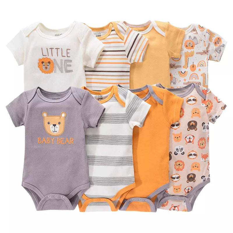 Short Sleeve Cotton Little One Onesies (4Pcs)