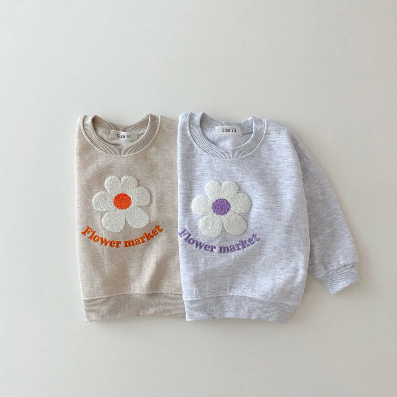 Organic Cotton Flower Sweatshirt+Pants 2 Pcs/Set Tracksuit