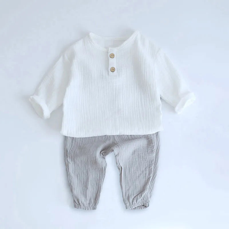 Muslin Organic Cotton Breathable Long Sleeve & Pants Set