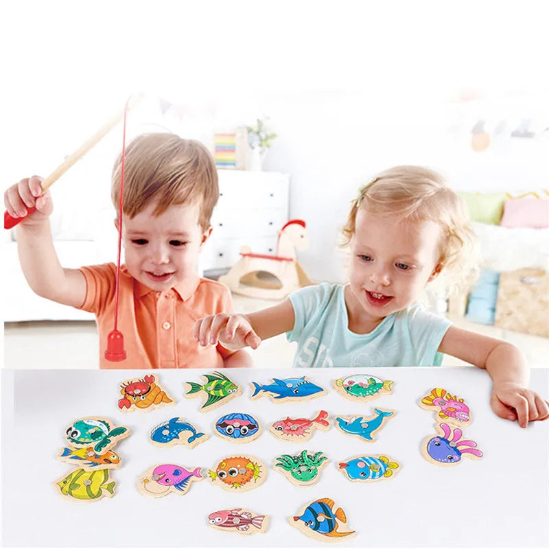 Montessori Wooden Magnetic Fishing Toys