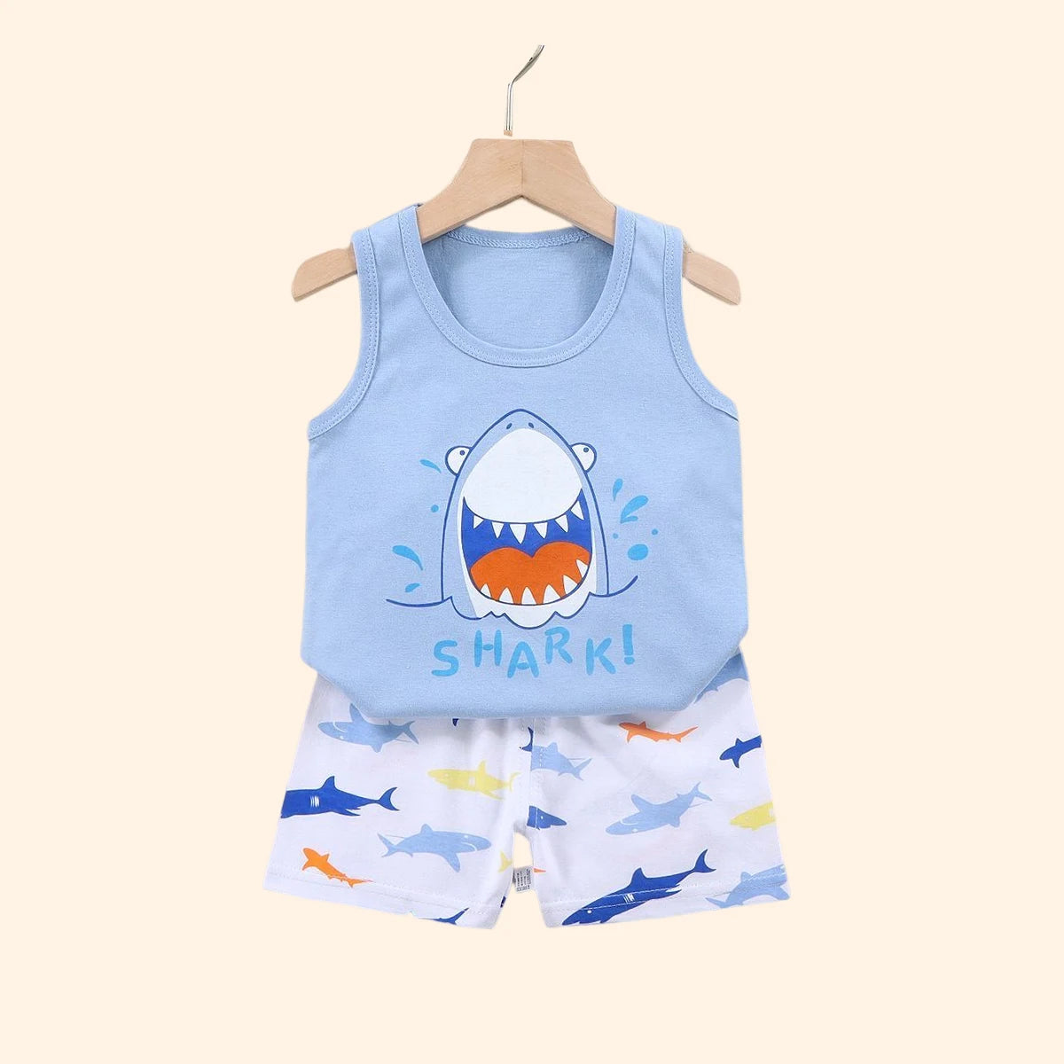 Cotton Sleeveless T-Shirts + Shorts Set (2PCS)