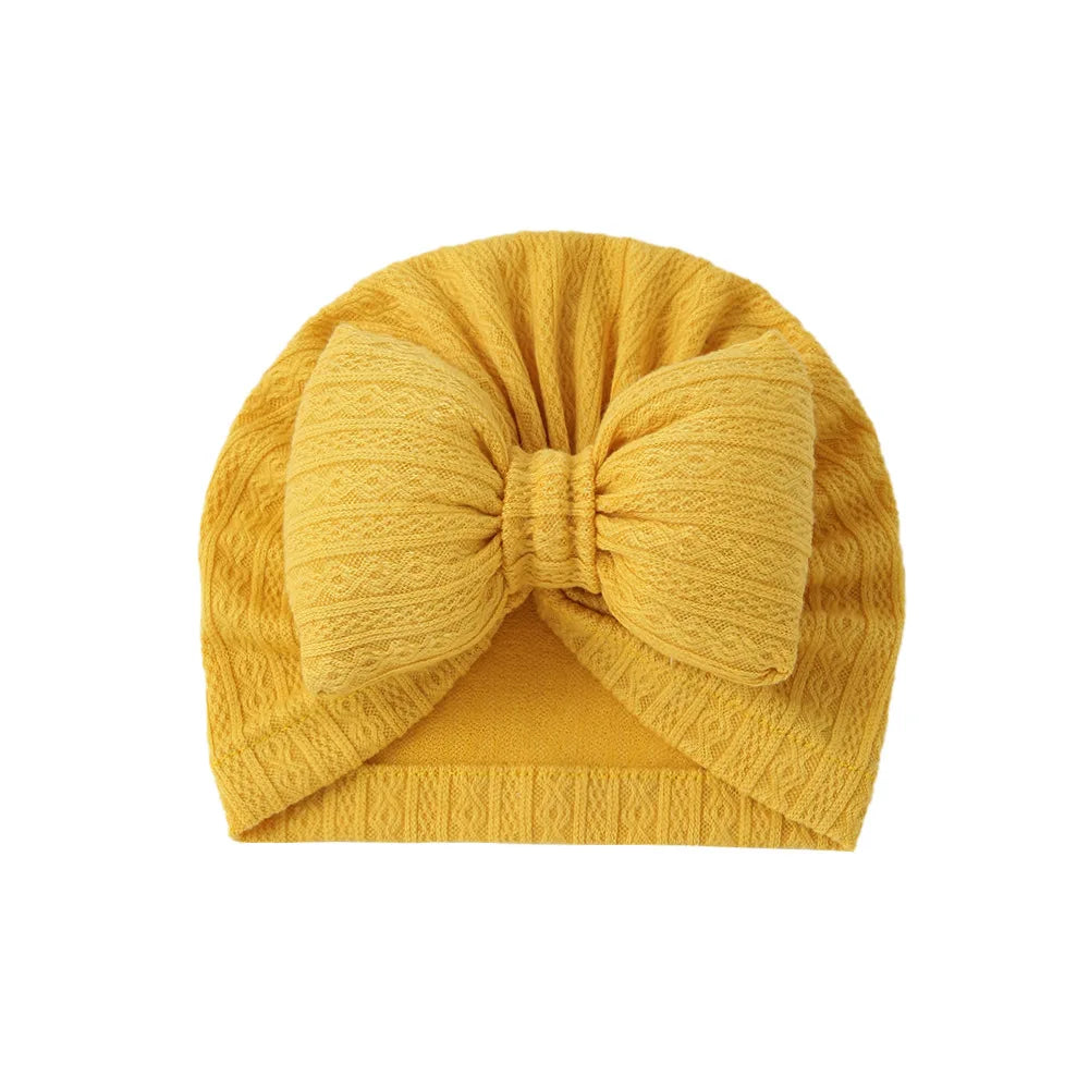 Cute+Soft Solid Color Bowknot Knitted Baby Hat