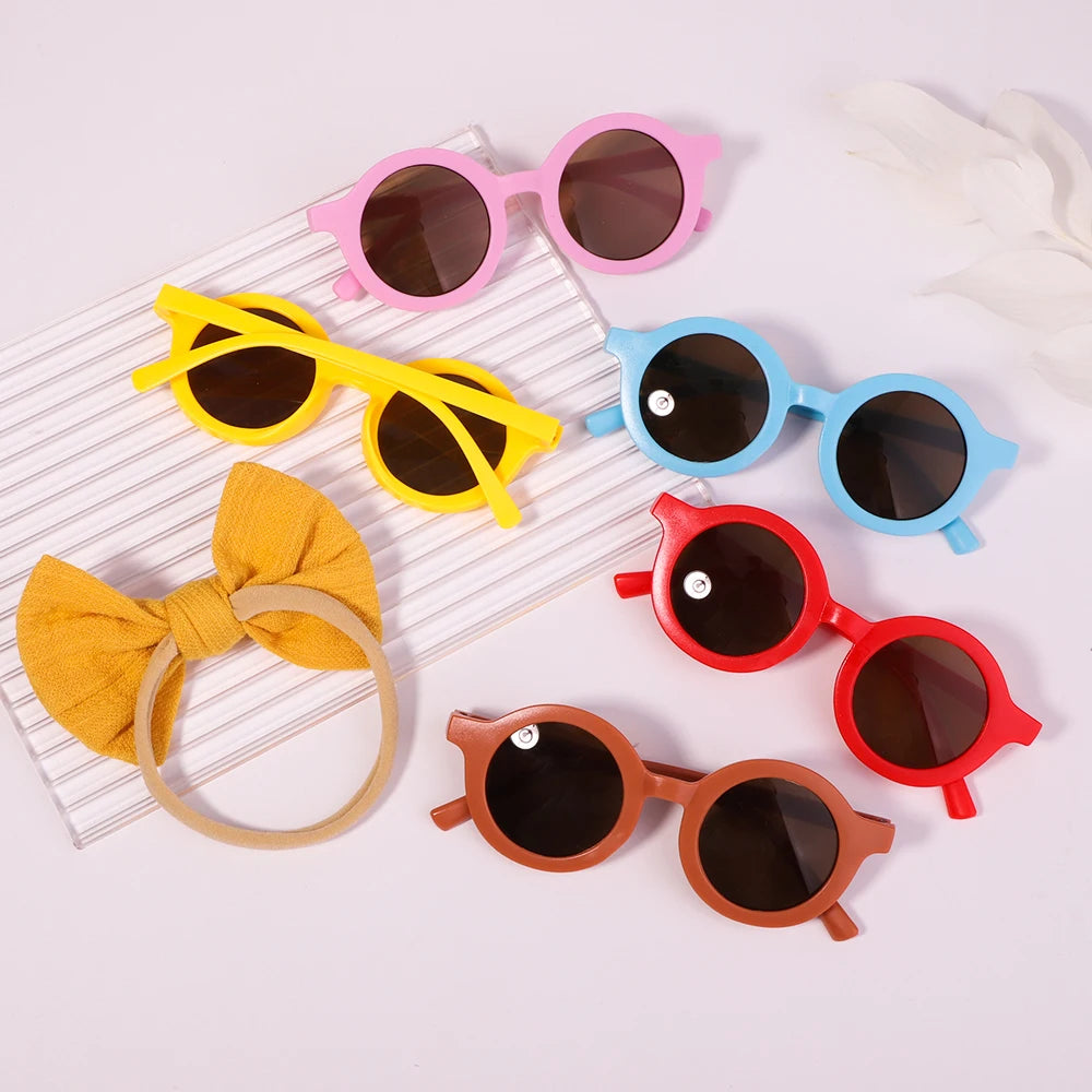 Vintage Summer Bow Headband + Sunglasses Protection (0-3Y)